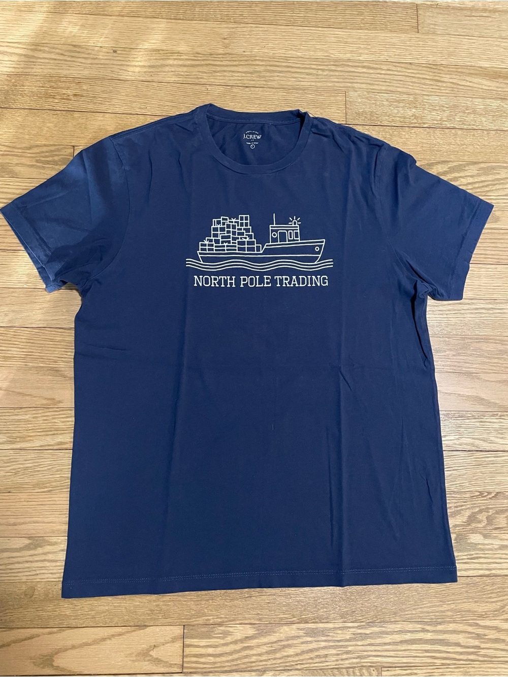 J. Crew Men's Navy 'North Pole Trading' Graphic T‑Shirt 100% Cotton - Sz L